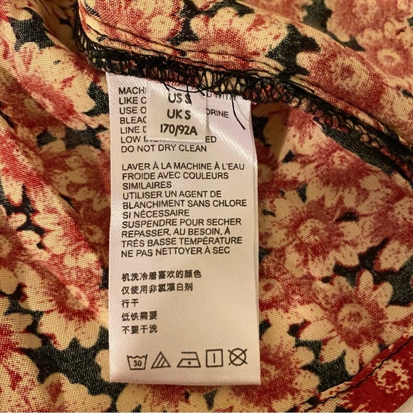 Free People Small Black Lace-up Mini Dress With Red Floral Pattern - Picture 9 of 16